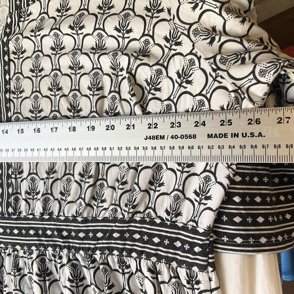 Ellos Women Midi Dress 1X (22/24) Black Floral A-Line 3/4 Sleeve V-neck Stretch - Picture 5 of 11